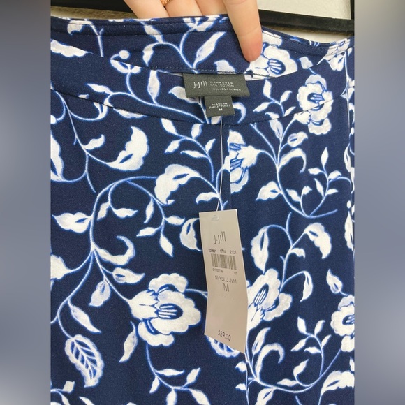 J.Jill NWT Women's Medium Wearever Full Leg Cropped Flowy jersey Knot Pants Blue - Picture 7 of 13